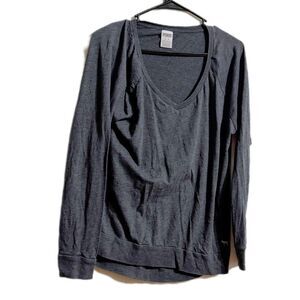 PINK Victoria's‎ Secret Gray Long Sleeve Relaxed Blouse